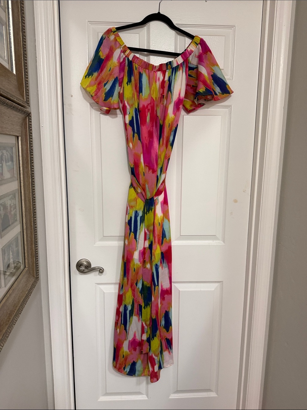 Trina Turk Multicolor One-Shoulder Maxi Dress in Pink, Yellow, Blue
